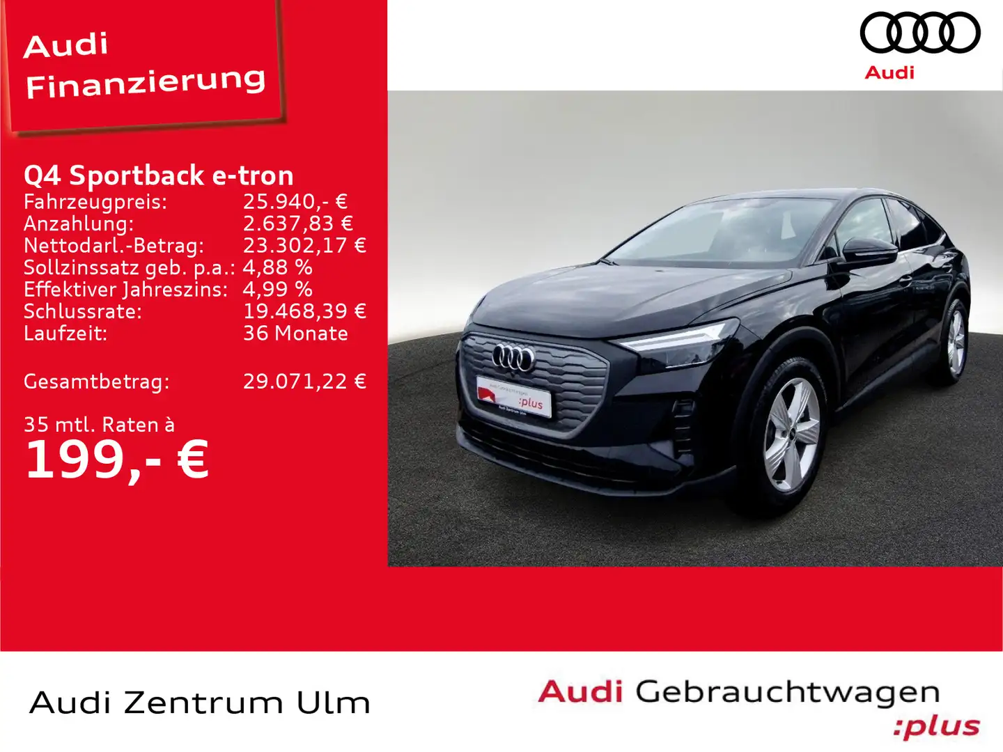 Audi Q4 e-tron Q4 Sportback 35 e-tron LED PDC VIRTUAL DAB+ Noir - 1