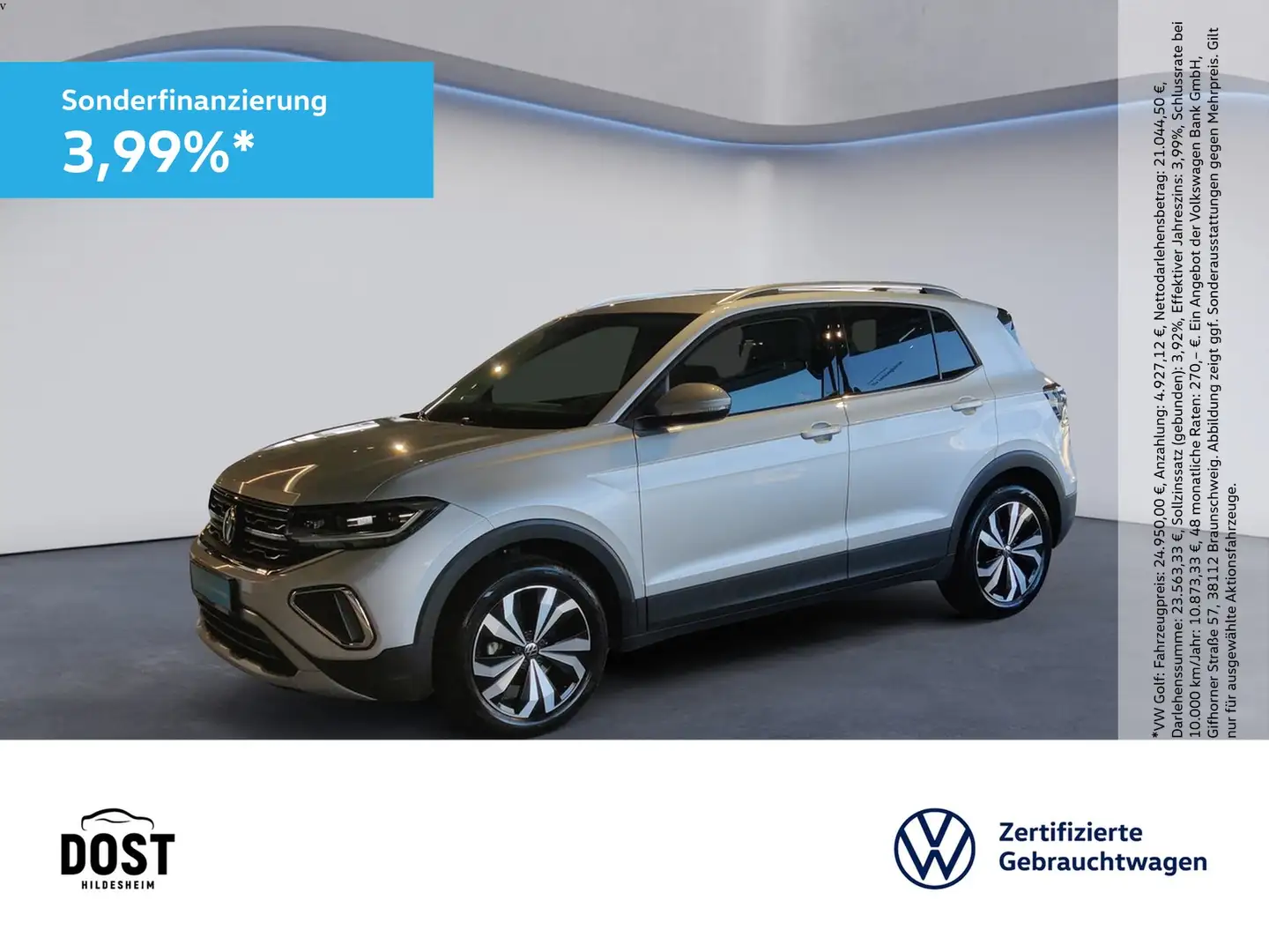 Volkswagen T-Cross Style 1.0 TSI DSG DAB+KLIMA+NAVI+PDC+SHZ Silber - 1