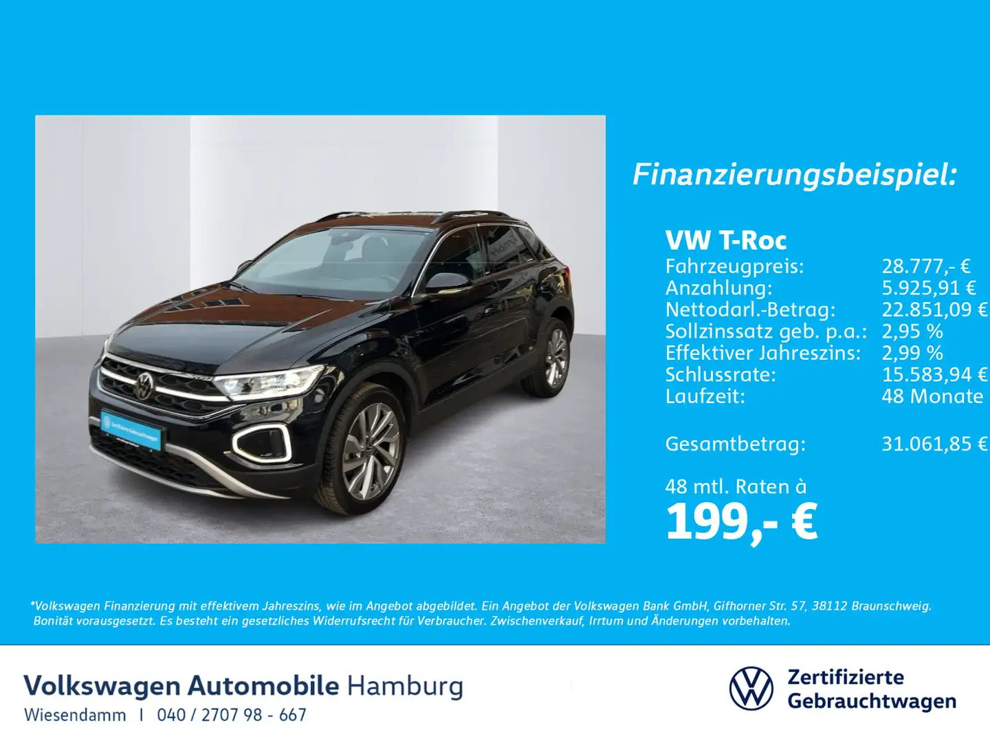Volkswagen T-Roc 1.5 TSI DSG Move Navi LED Kamera Schwarz - 1