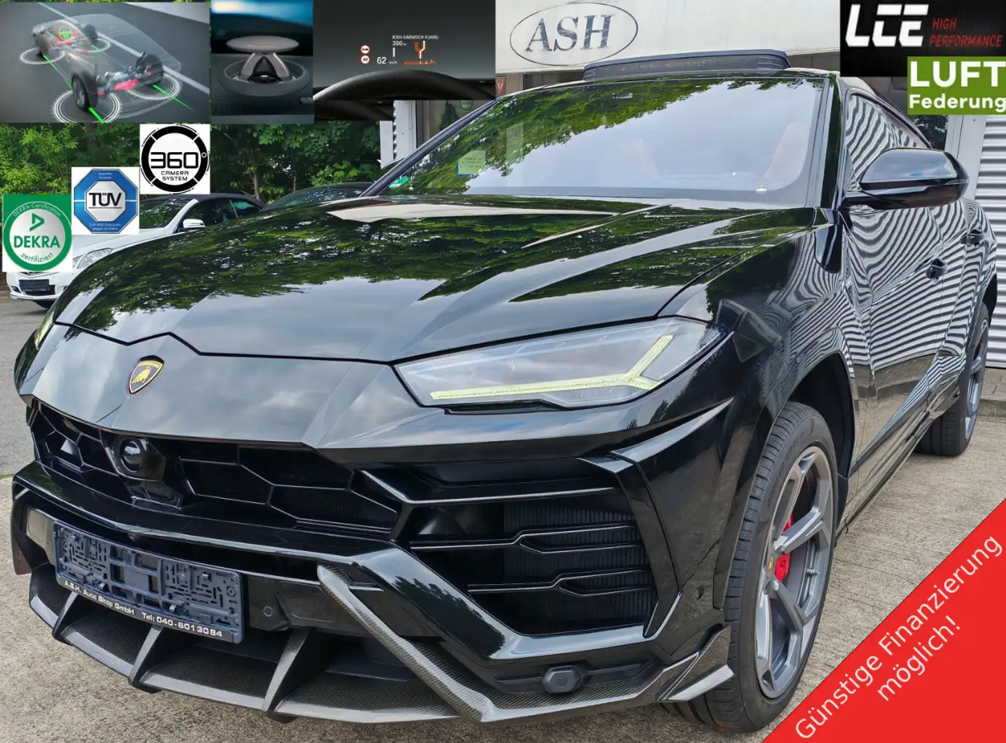 Lamborghini Urus 330Km/H840PS.Pan.Sitzbel/Mass.B&OLenkr.Hzg. Schwarz - 1