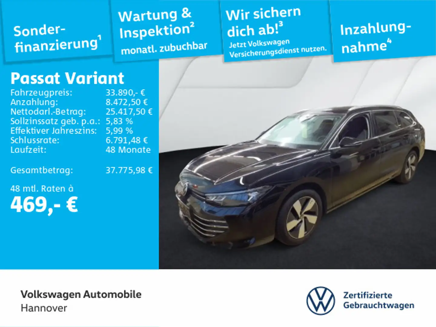 Volkswagen Passat Variant 2.0 TDI DSG Business AHK Kamera A Schwarz - 1