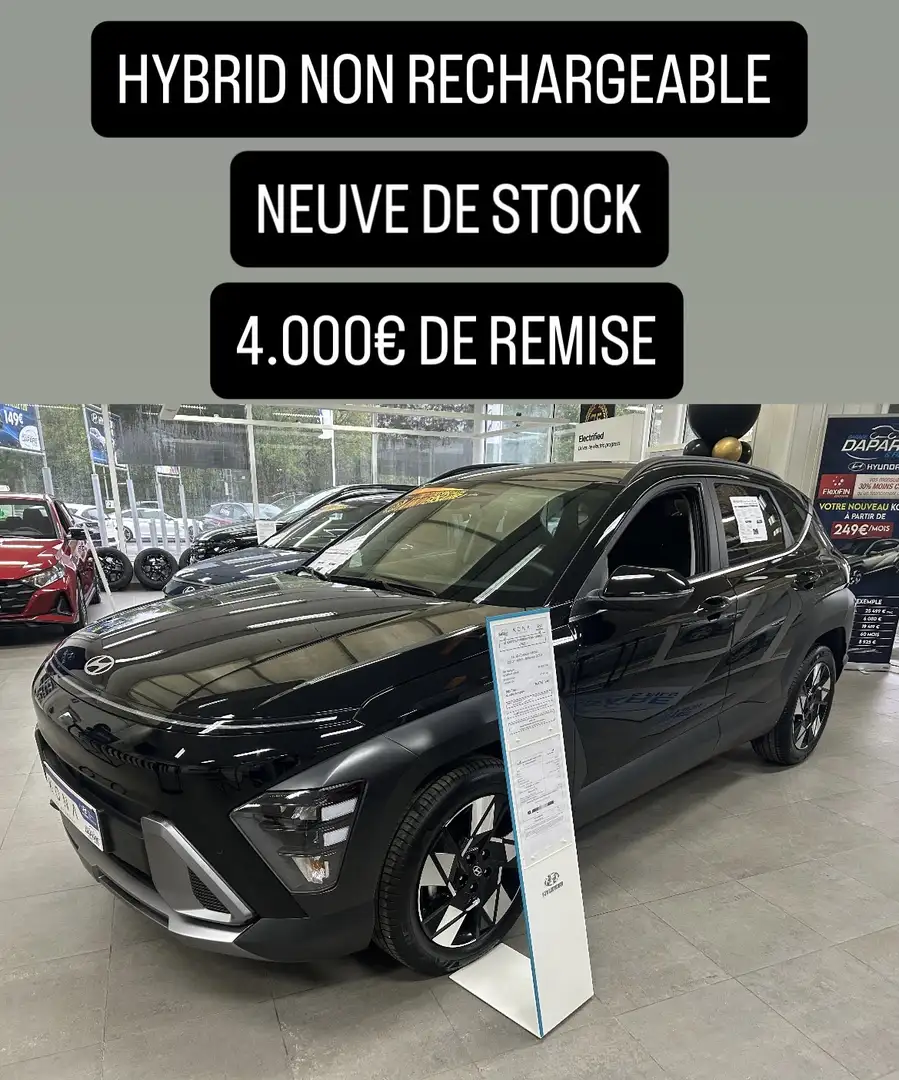 Hyundai KONA HYBRID FEEL 1.6 GDi 129CV - B.AUTO - NEUVE - STOC Noir - 1