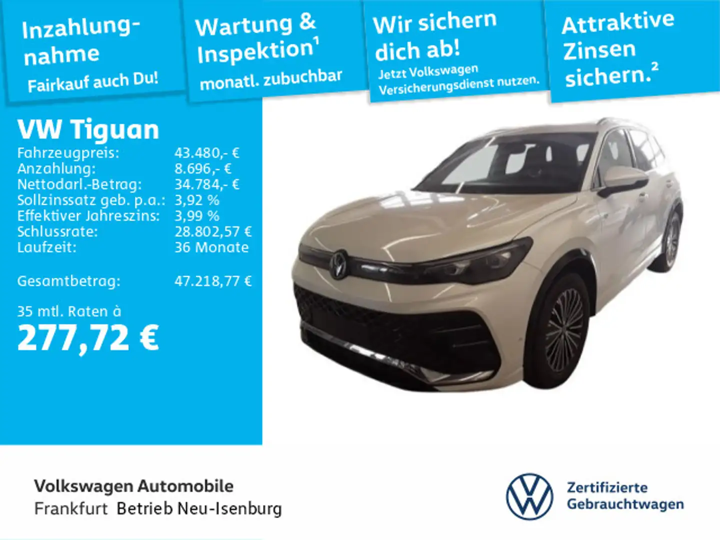 Volkswagen Tiguan 1.5 eTSI DSG R-Line IQ.Light Navi ParkAss Weiß - 1