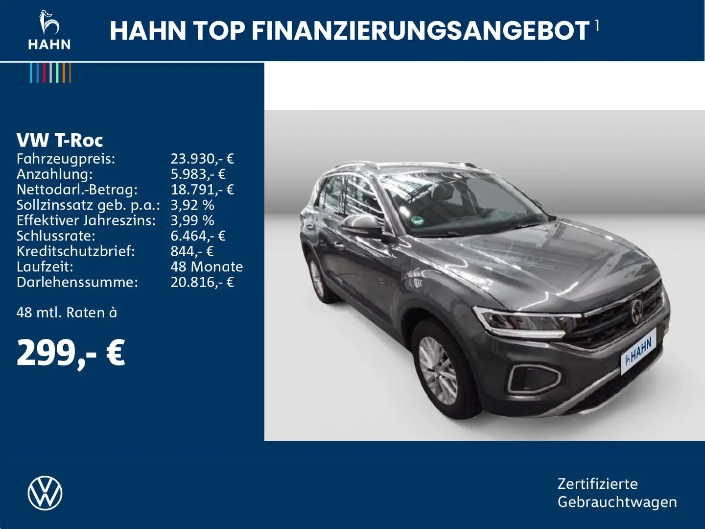 Volkswagen T-Roc 1.0TSI Life Dig.Cockp PDC LED Navi Sitzhei Grau - 2