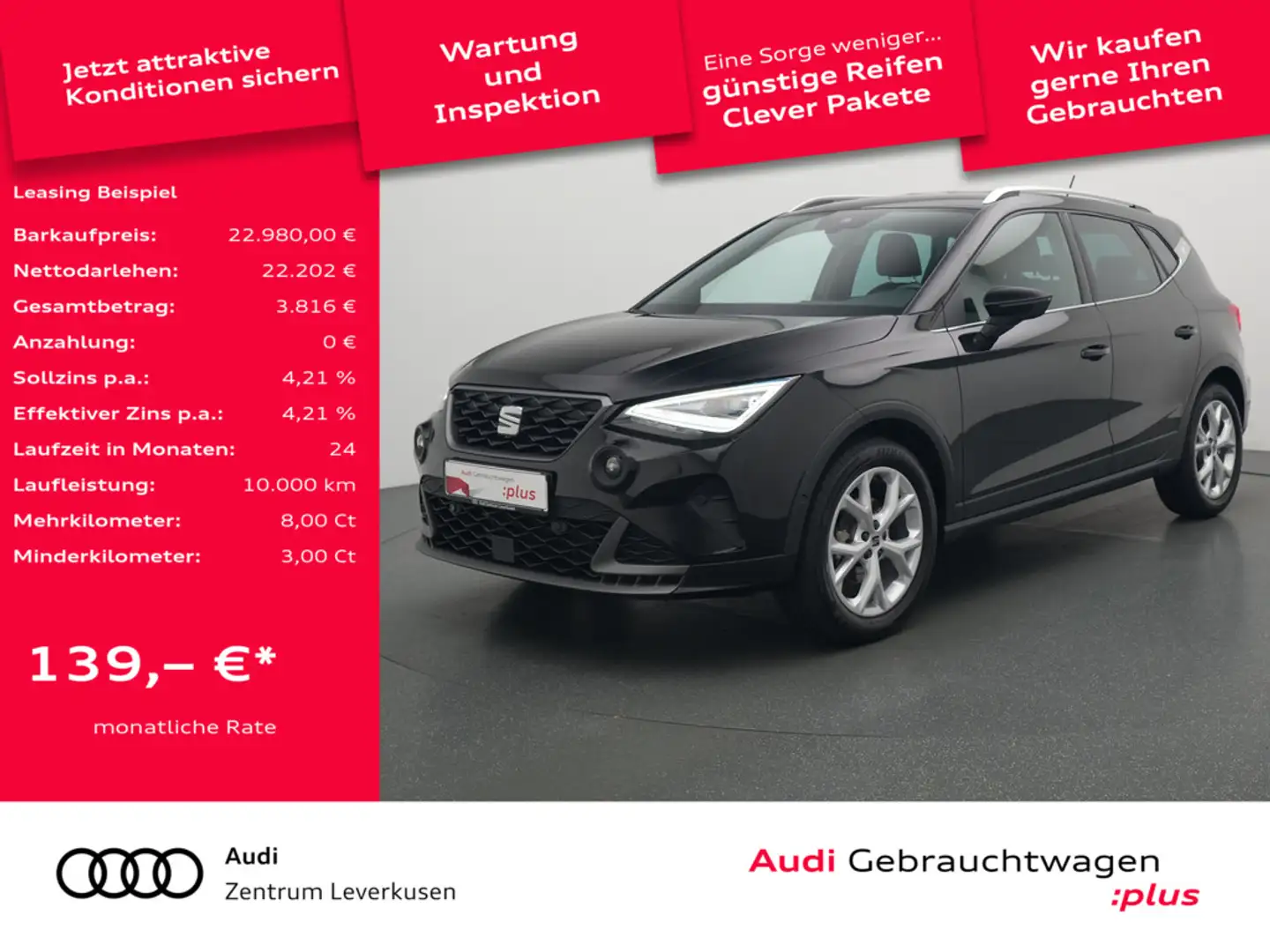 SEAT Arona FR TSI NAVI VIRT ACC KAM LED SHZ Schwarz - 1
