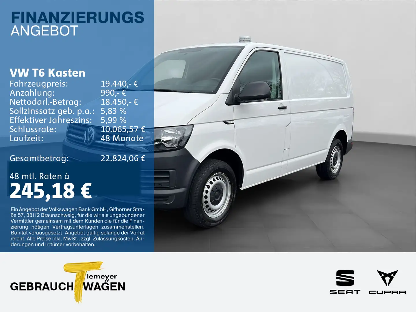 Volkswagen T6 Transporter AHK UNIBODEN KLIMA Weiß - 1