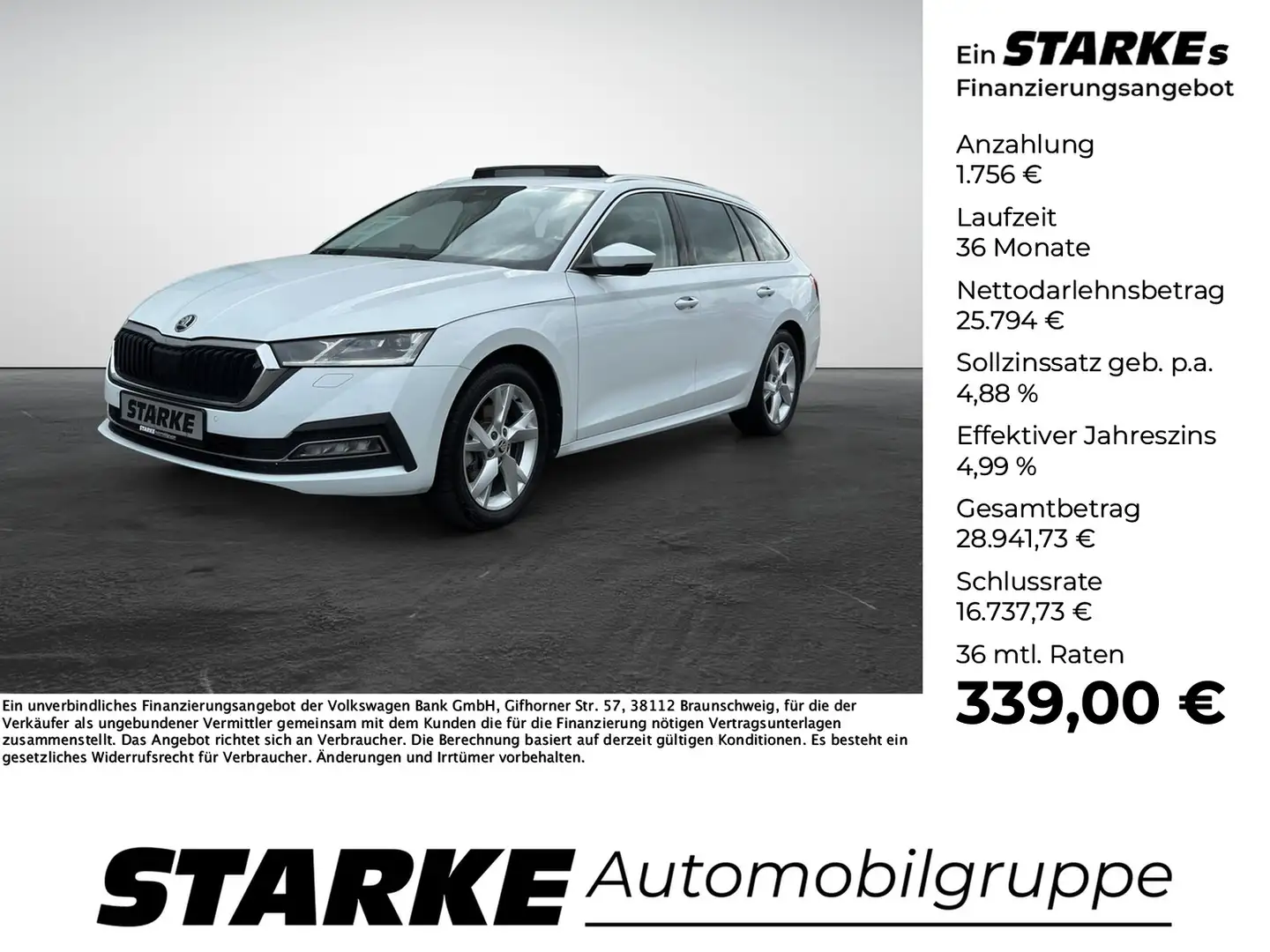 Skoda Octavia Combi 2.0 TDI DSG Style Weiß - 1
