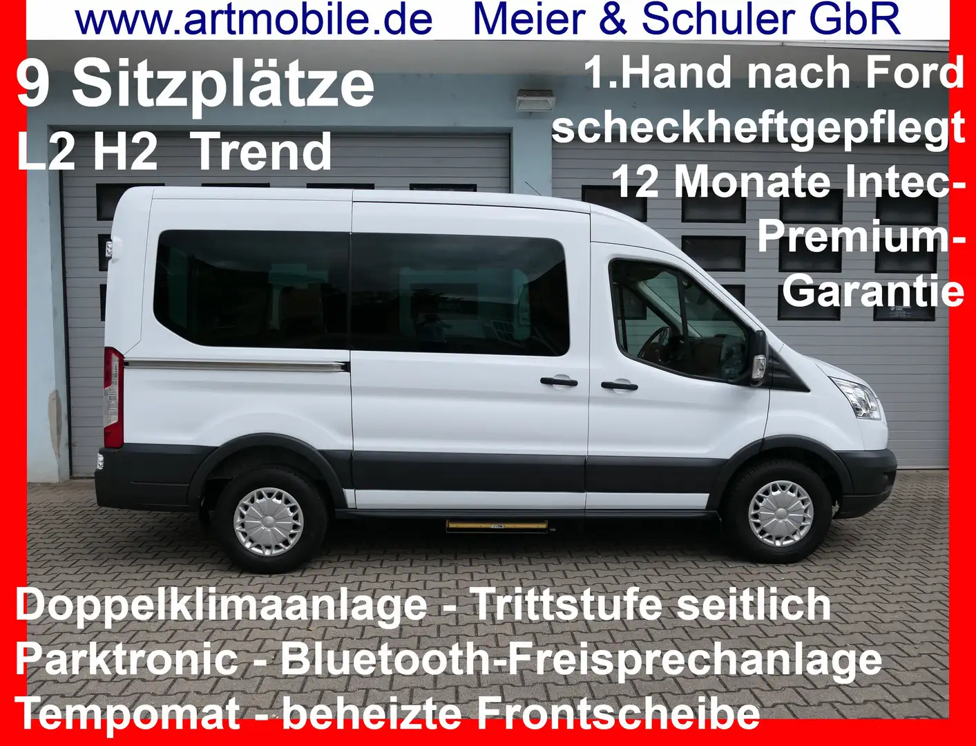 Ford Transit FT 350 L2 H2 Trend 9-Sitze Doppelklima Garantie* Wit - 1