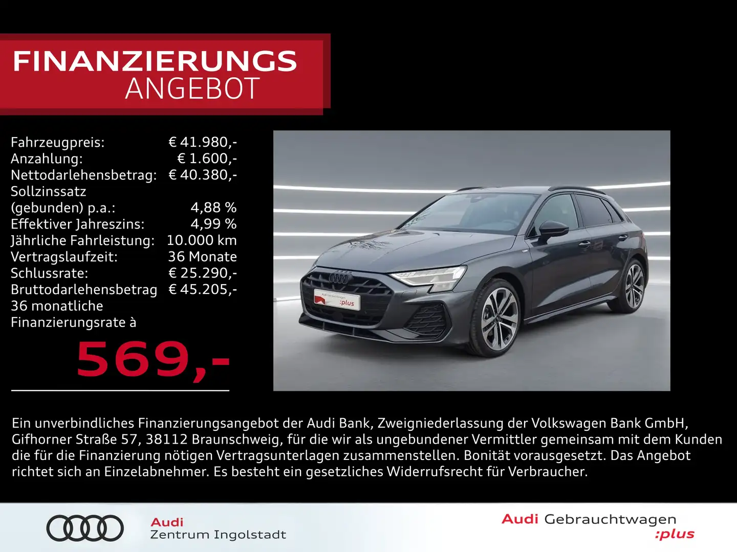 Audi A3 Sportback 35 TDI 2x S line LED AHK ACC HuD 18" Grau - 1