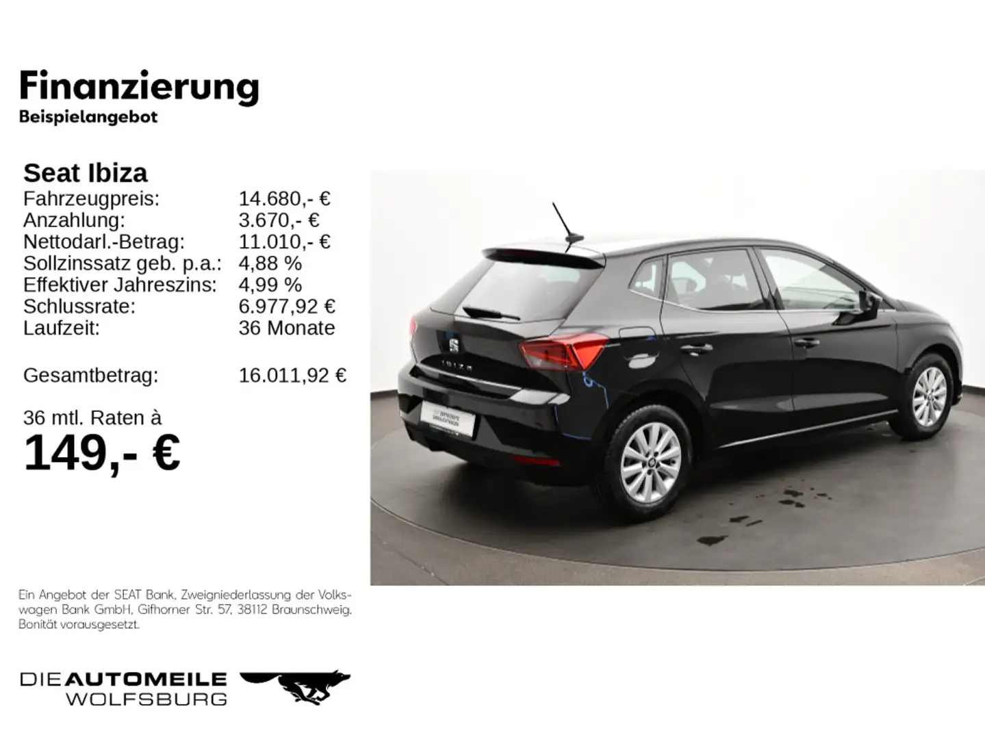 SEAT Ibiza 1.0 TSI Xcellence ACC/Rückkam/Multilenk Schwarz - 2
