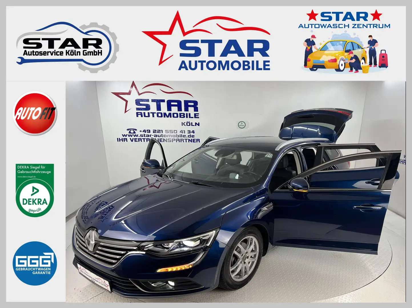 Renault Talisman Talisman 1,6 Ltr.*96 kW*BT*MASSAGE*SOUND*TV*Eur6dT Blau - 1