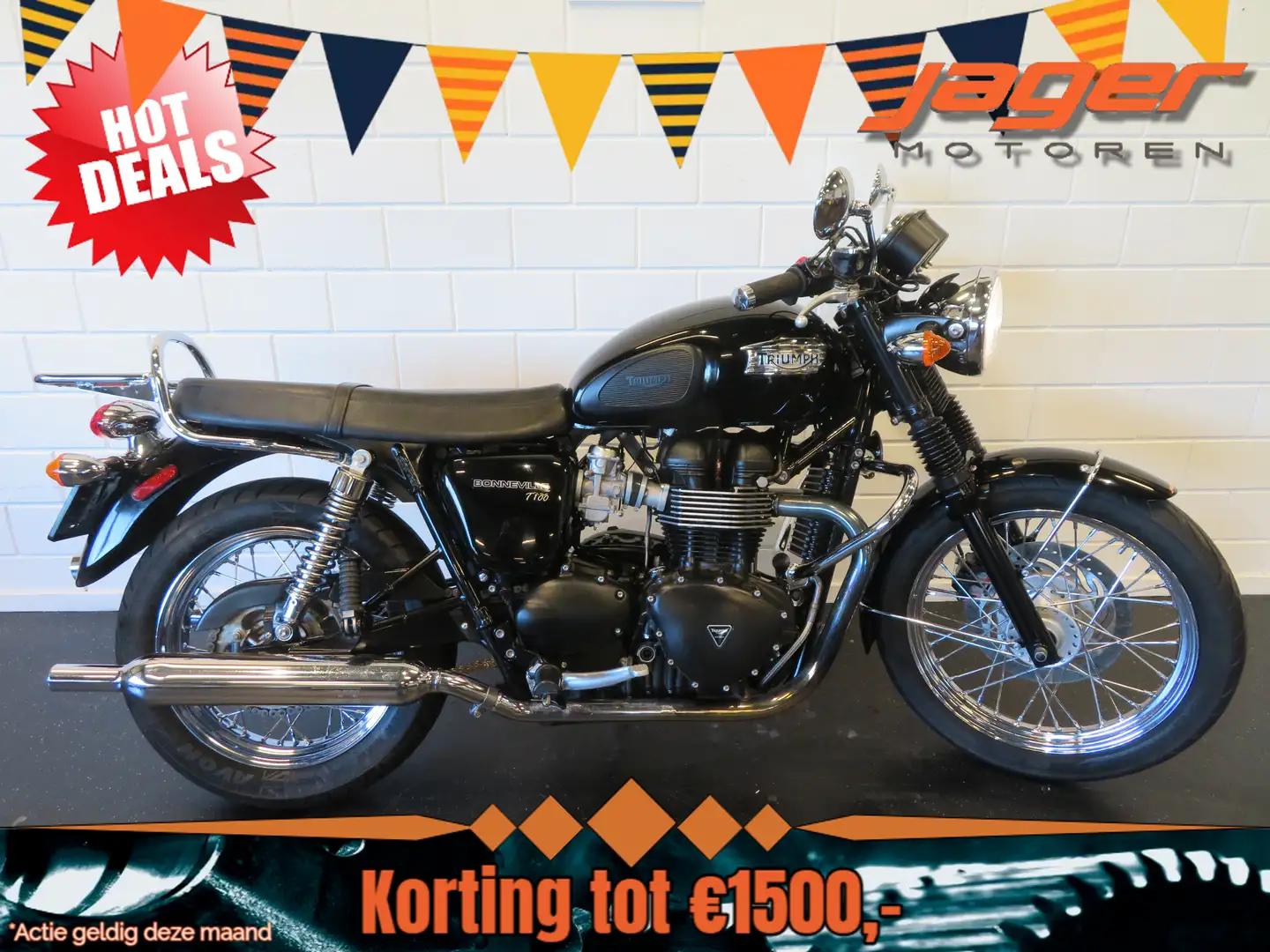 Triumph Bonneville T100 BLACK-EDITION!! Zwart - 1