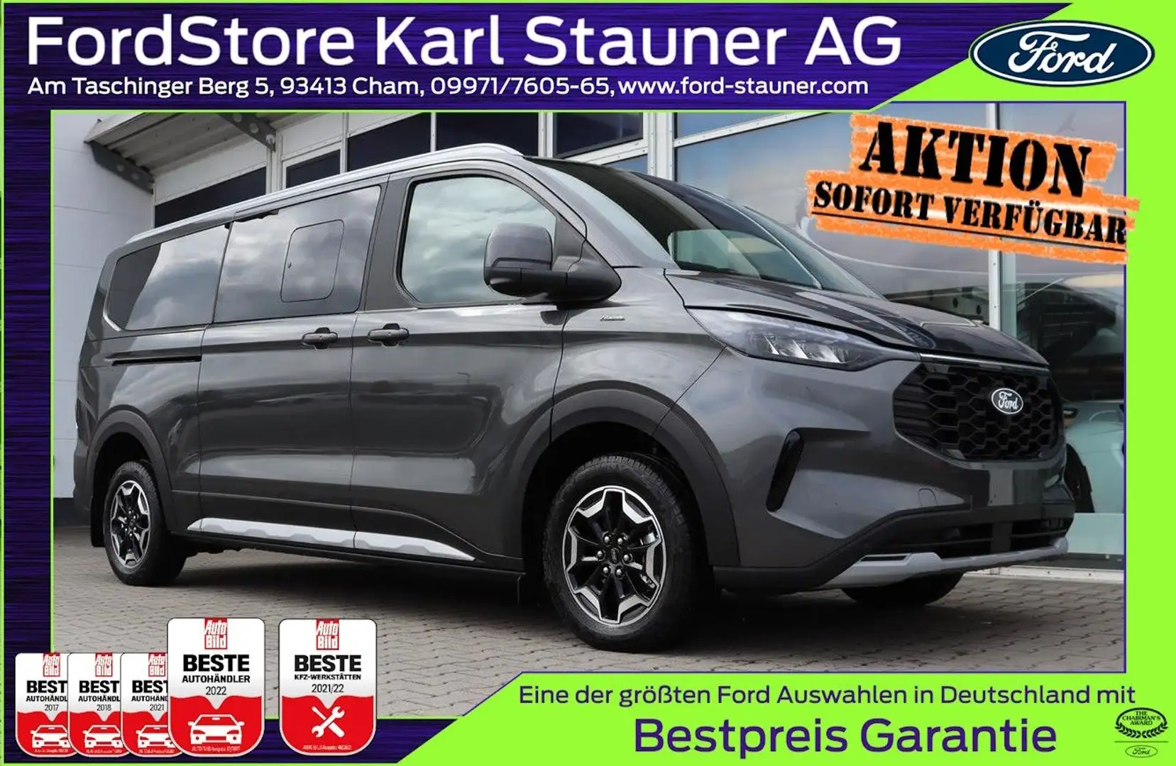 Ford Tourneo Custom Active 320/L2 8-Sitz 3,99%FIN AHK Grau - 1