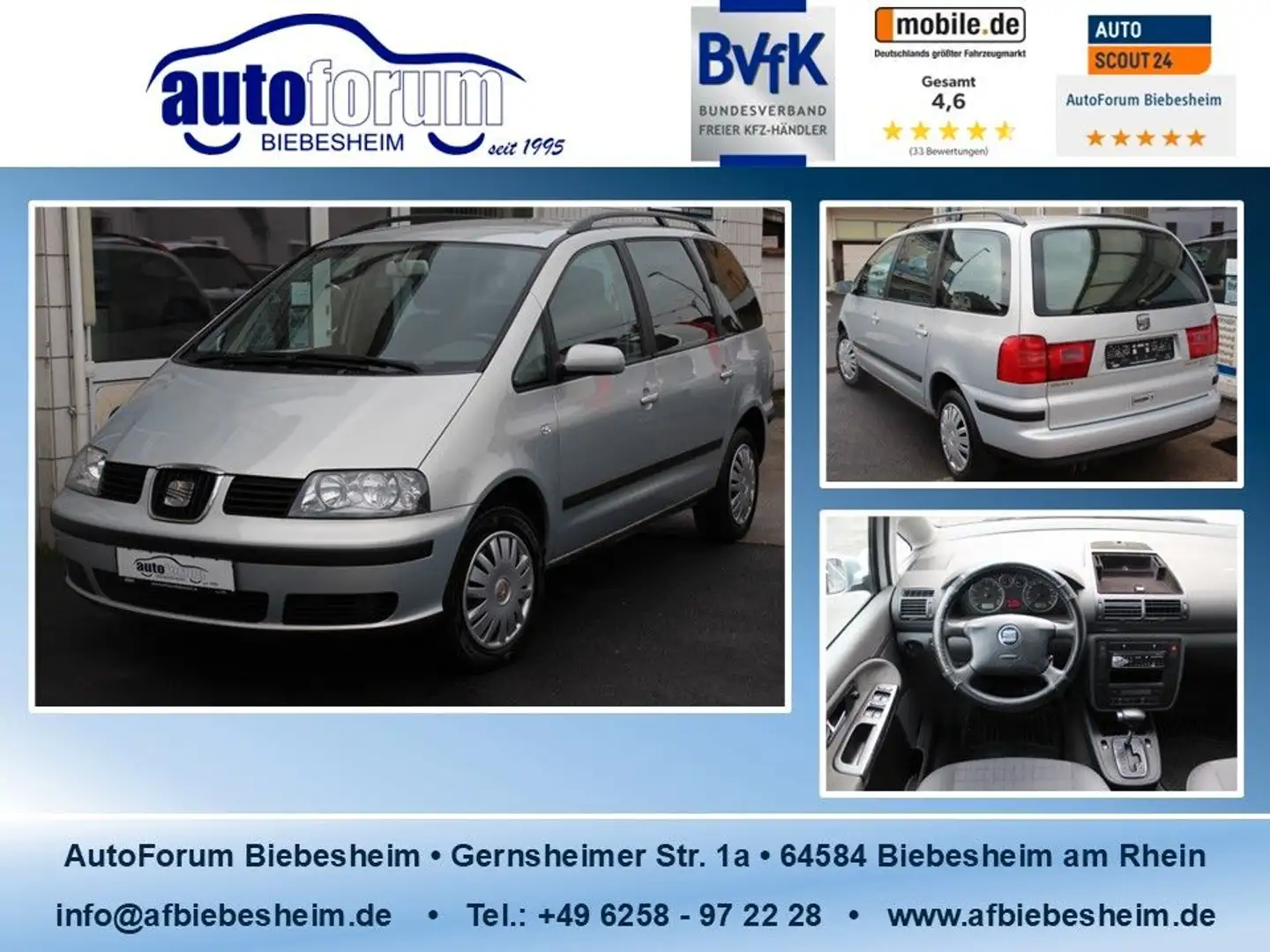 SEAT Alhambra Stella 1.8 20V Turbo Aut.*Klima*7-Sitze Silber - 1