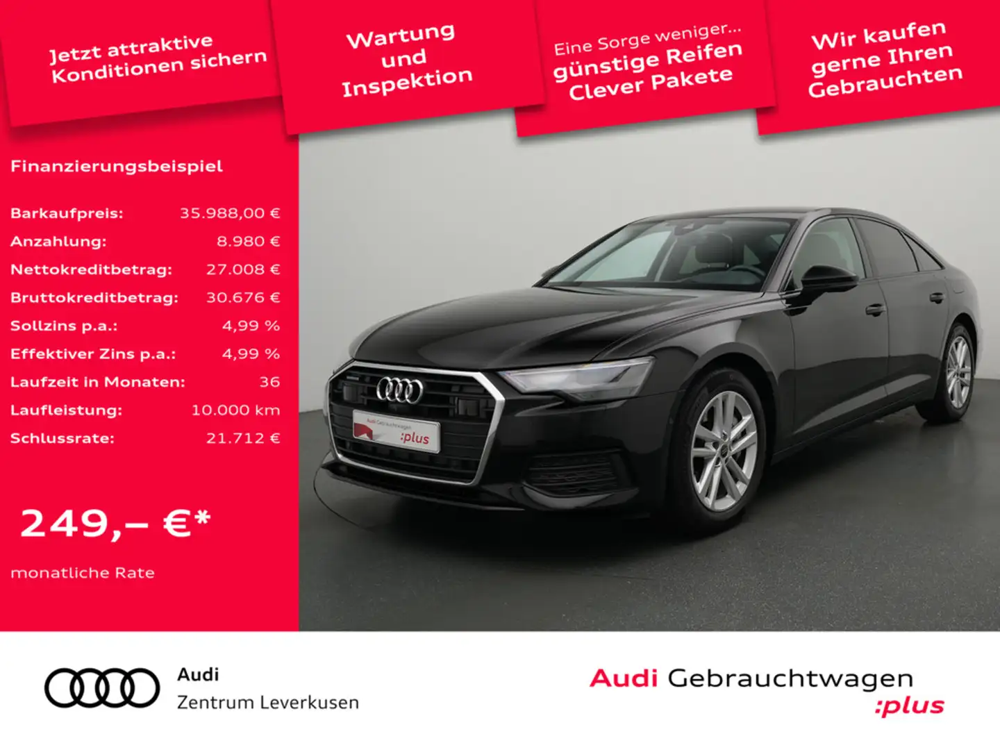 Audi A6 quattro CARPLAY PDC KAM 360° HUD ACC NAVI Schwarz - 1