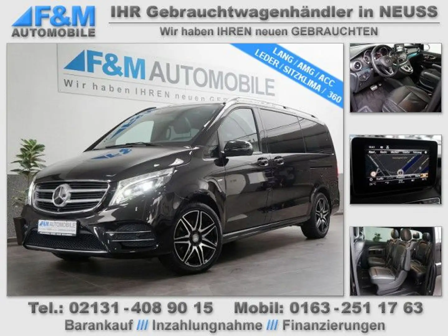 Mercedes-Benz V 250 d 4MATIC  lang AMG Navi Pano 360 Kam ACC Schwarz - 1