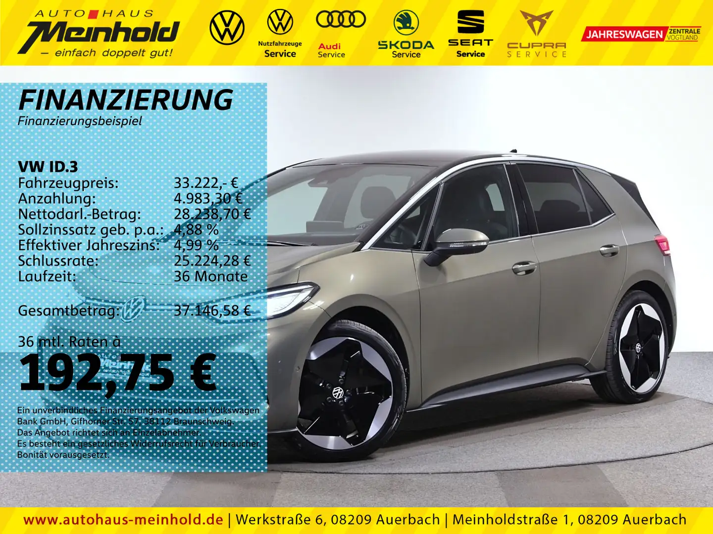 Volkswagen ID.3 Pro S,Alu 20",CCS,Matrix,ACC,DCC,Navi,DAB+ Vert - 1