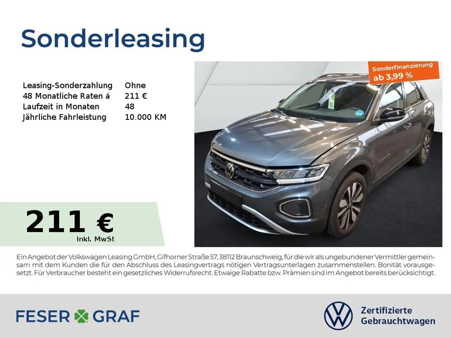 Volkswagen T-Roc Goal 1.0 TSI Navi LED ACC ParkAssist SiHz Grau - 1