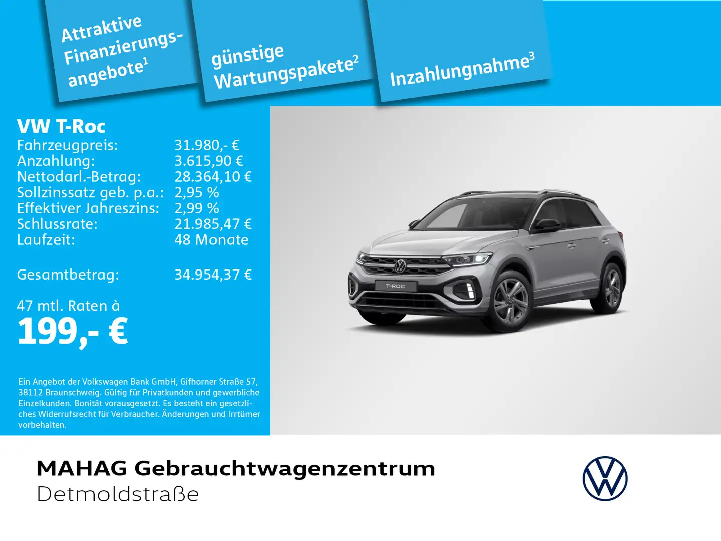 Volkswagen T-Roc T-ROC 1.5 TSI R-Line AHK Navi LED Kamera Alu17Va Silber - 1