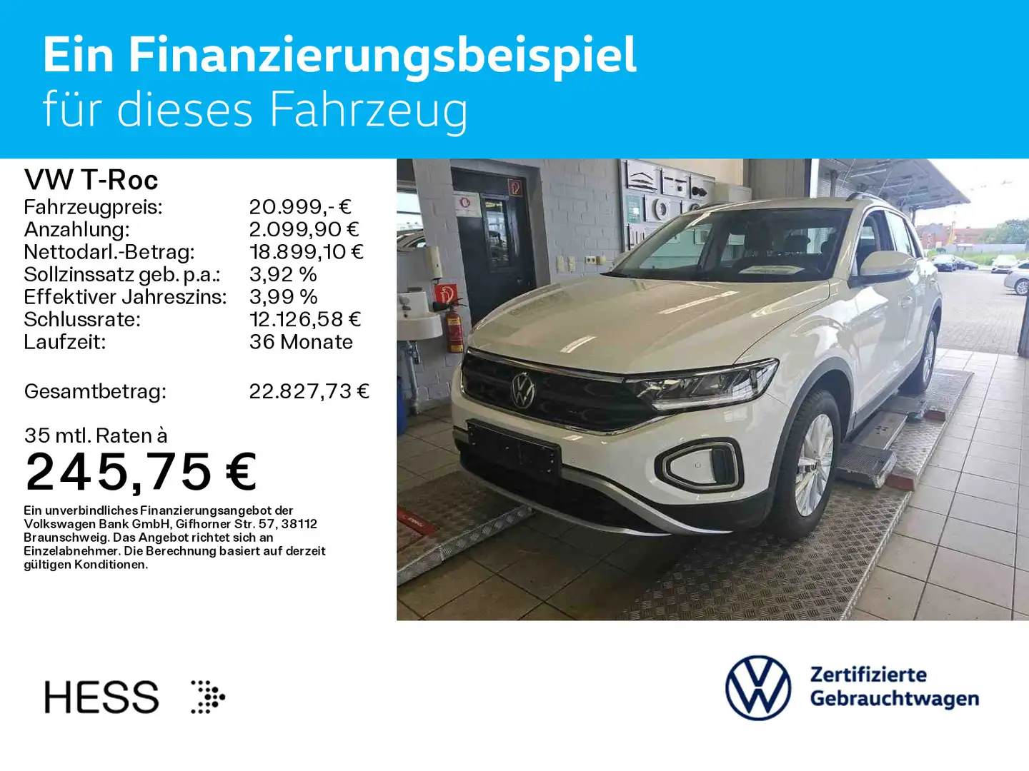 Volkswagen T-Roc T-ROC 1.0 TSI LIFE*AHK*PDC*SHZ*NAVI*KLIMA*ALLWET Weiß - 2