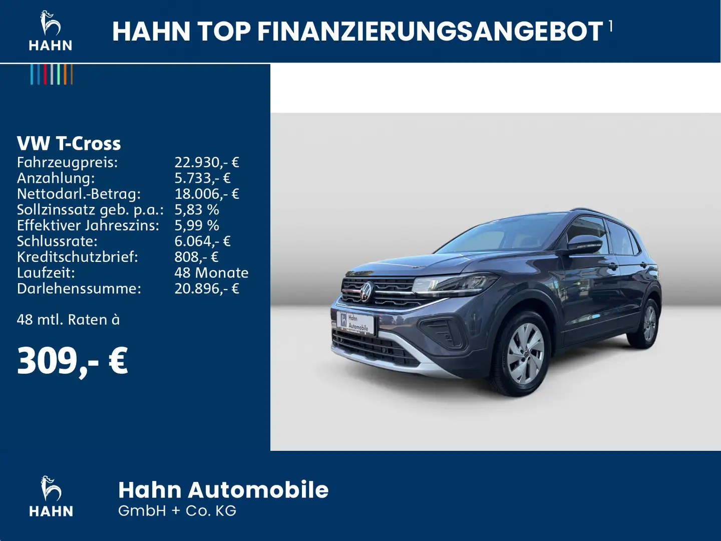 Volkswagen T-Cross 1.0TSI DSG Life IQ.DRIVE AHK ACC Climatr Grigio - 2