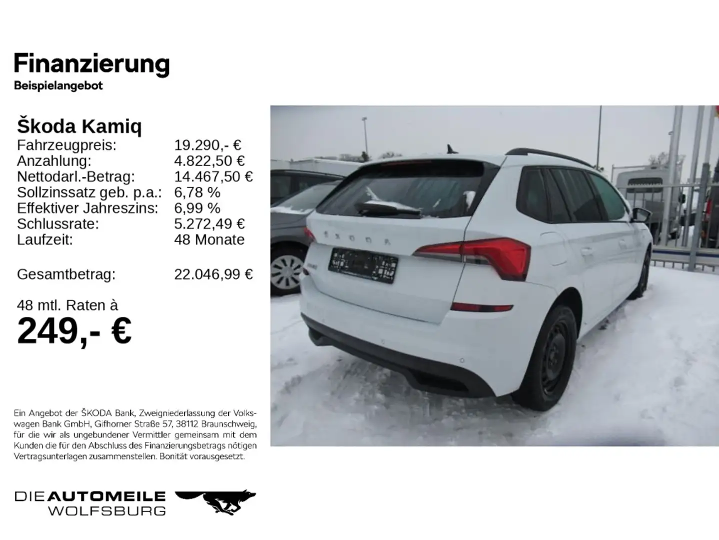 Skoda Kamiq 1.0 TSI Tour Rückfahrkam/Einparkhi Weiß - 2