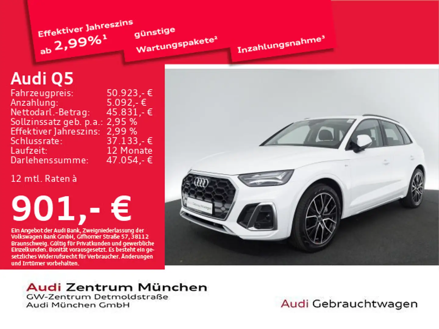 Audi Q5 55 TFSI e qu. S tronic S line Pano/AHK/Virtua Weiß - 1