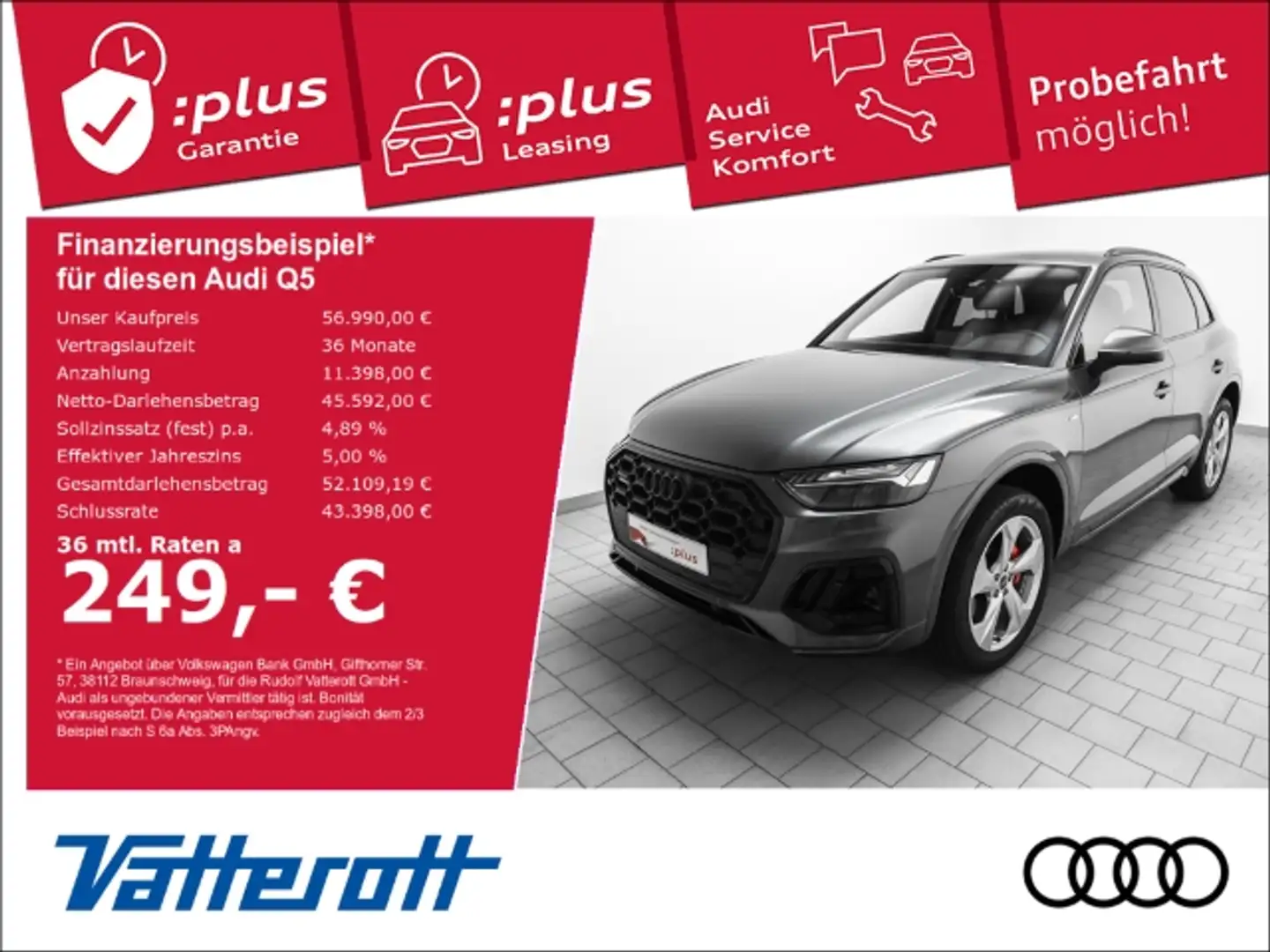 Audi Q5 40 TDI S line sport ed. AHK Standhzg. Matrix Grau - 1