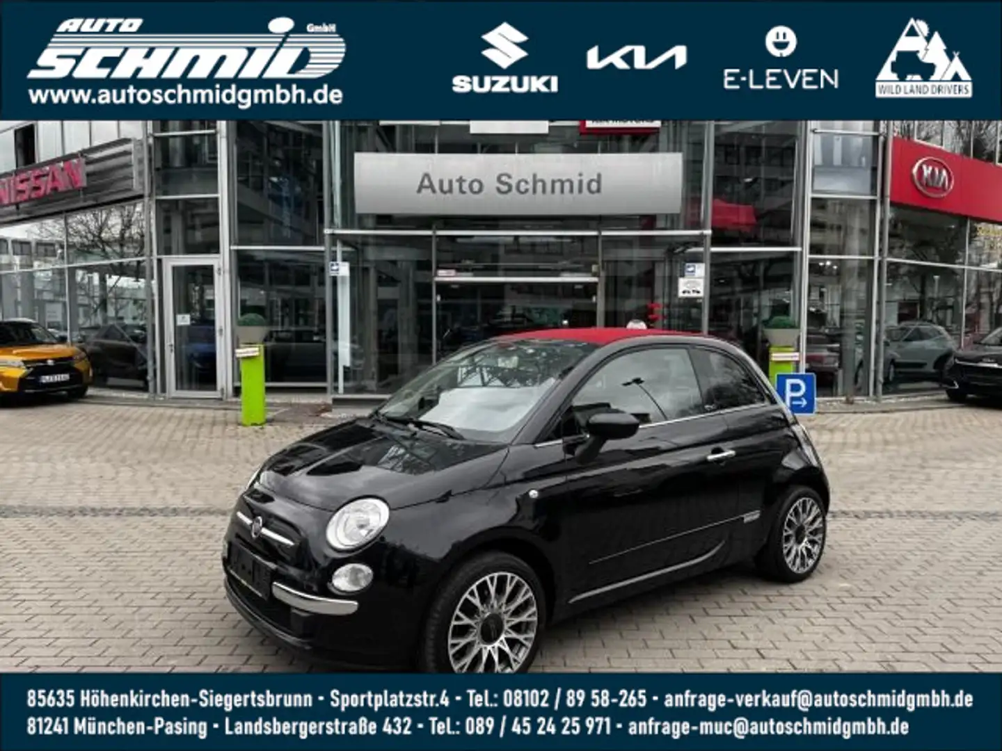 Fiat 500C 1.2 CABRIO LOUNGE PDC|ALU 16 ZOLL|DACH ROT| Schwarz - 1