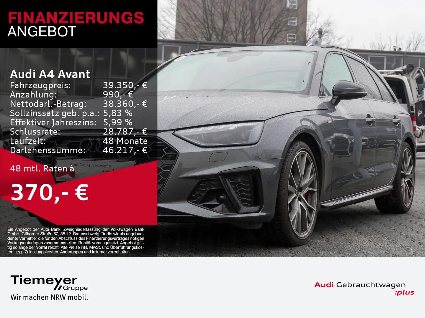 Audi A4 40 TFSI Q 2x S LINE LM19 KAMERA NAVI+ V Grau - 1
