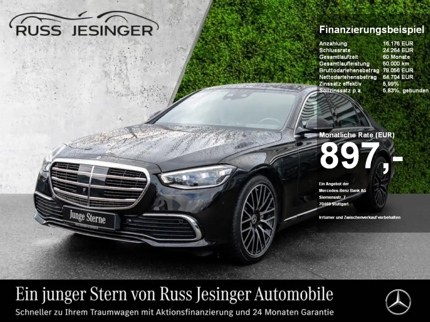 Mercedes-Benz S 400 d 4M *LED*Pano*Distr.*360°*HUD*Burm*Memory* Schwarz - 1