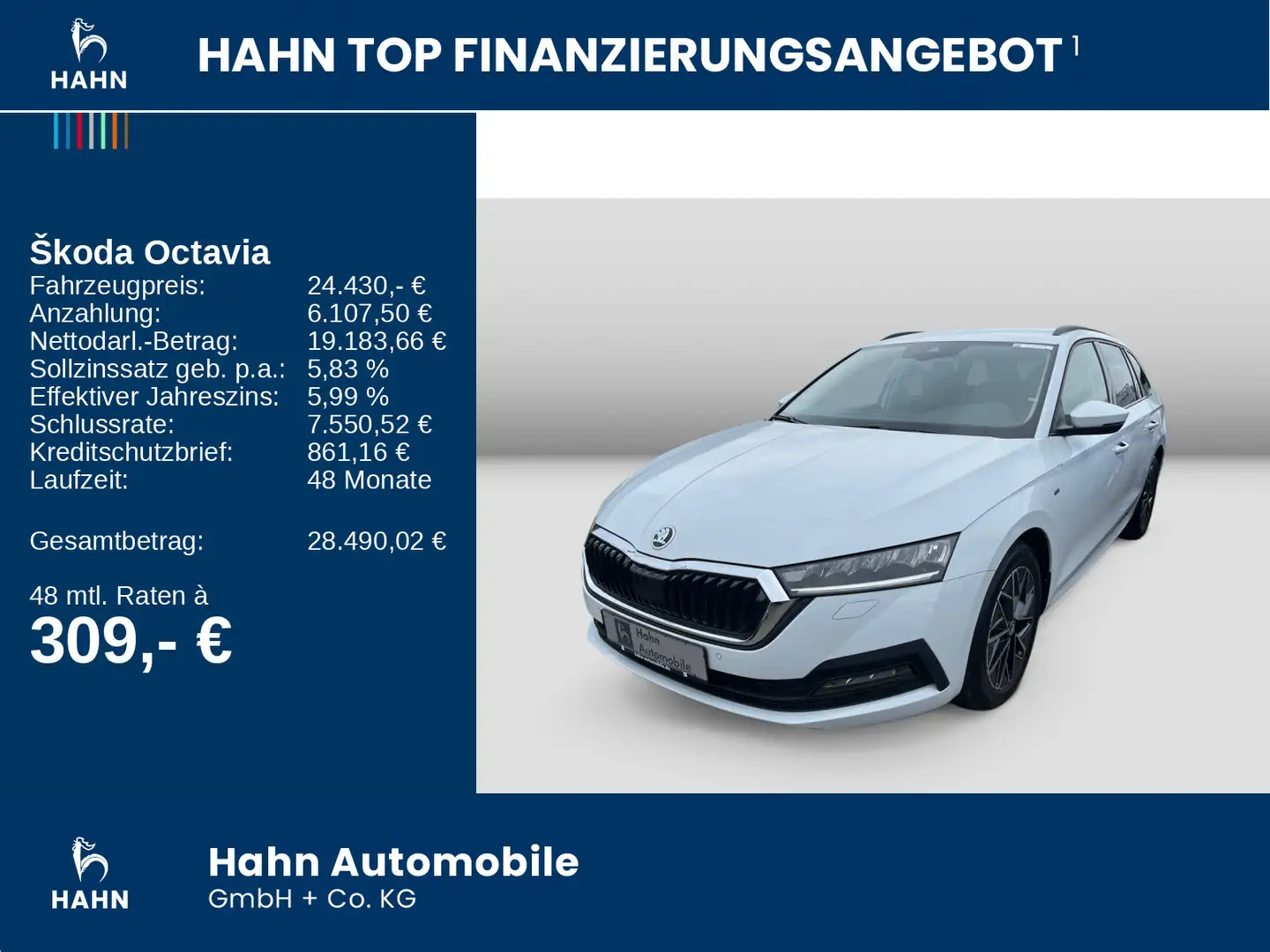 Skoda Octavia Combi 2.0TDI DSG Clever LED Navi AHK APP Белый - 2