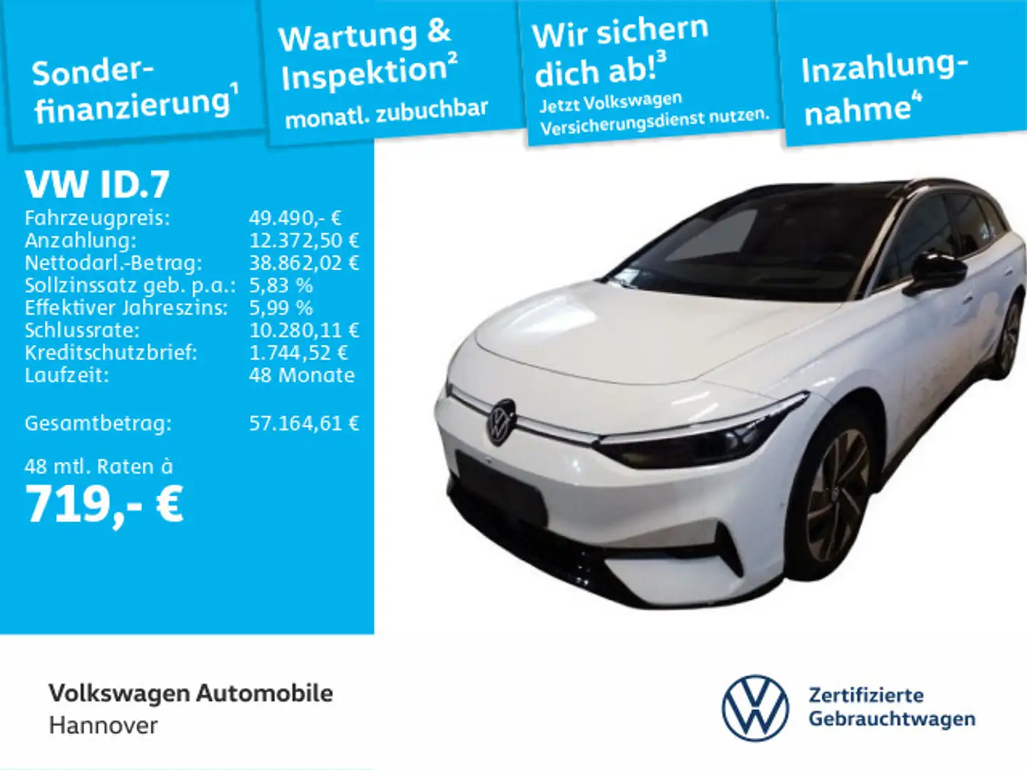 Volkswagen ID.7 Tourer Pro Navi AHK LED-Matrix Pano Kamera Weiß - 1