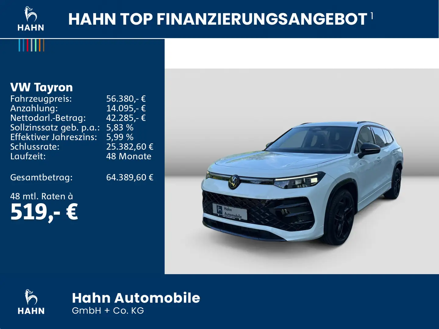 Volkswagen Tayron R-Line 2,0 l TSI OPF 4MOTION 204 PS DSG Weiß - 2