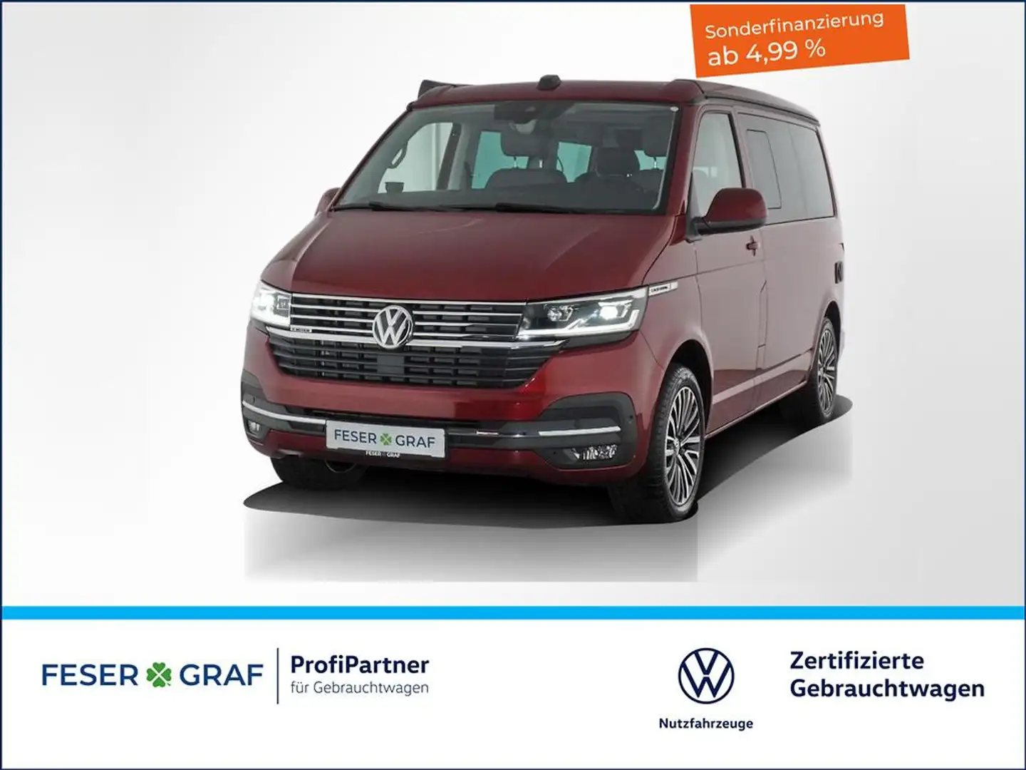 Volkswagen T6.1 California 6.1 2.0TDI Ocean 4x4 DSG AHK LED ACC Rojo - 1