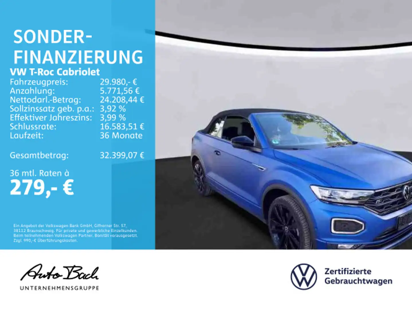 Volkswagen T-Roc 1.5 TSI R-Line DSG Navi LED ACC Blau - 2