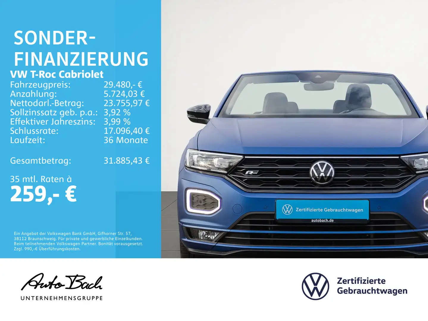 Volkswagen T-Roc 1.5 TSI R-Line DSG Navi LED ACC Blau - 2