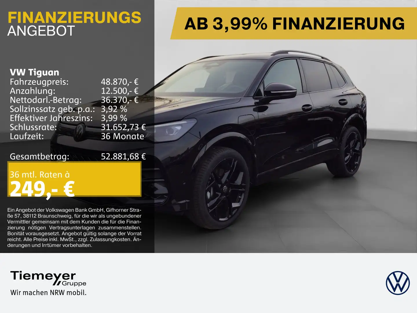 Volkswagen Tiguan 1.5 TSI DSG eHybrid R-LINE BLACK LM20 MAT Schwarz - 1