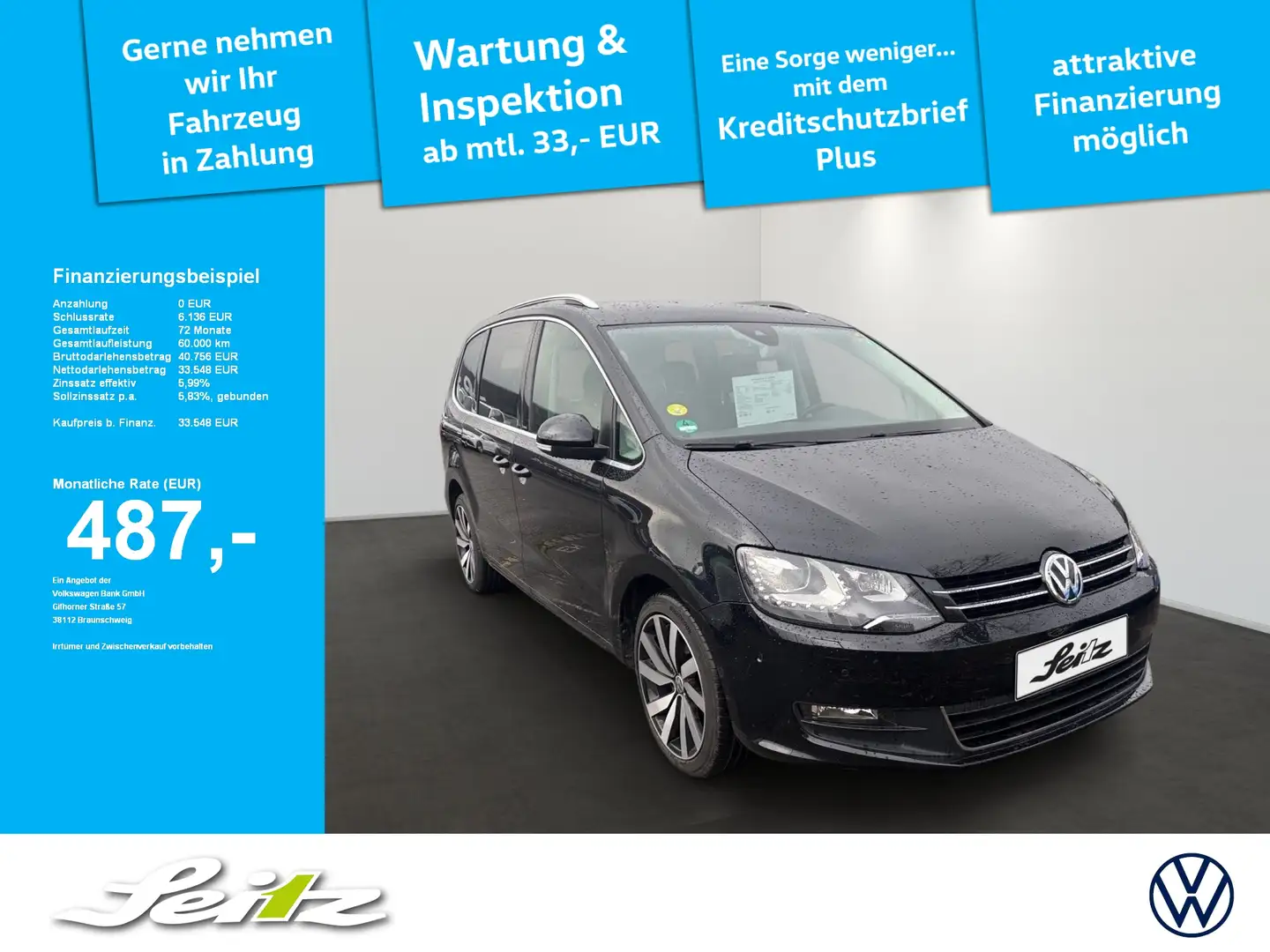 Volkswagen Sharan 2.0 TDI IQ.DRIVE *7S*AHK*STANDHZG*KAMERA* Schwarz - 1