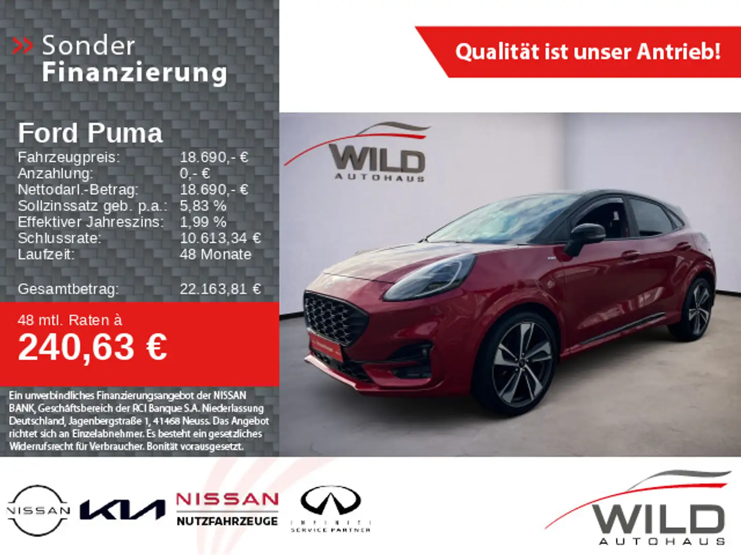 Ford Puma 1.0 EcoBoost MHEV ST-Line X LED Assist. WKR Rouge - 1