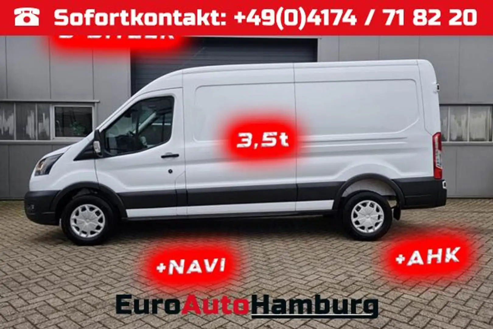 Ford Transit L3H2 2.0 TDCi 130PS Trend 3,5t 3-Sitzer AHK Klima Weiß - 1
