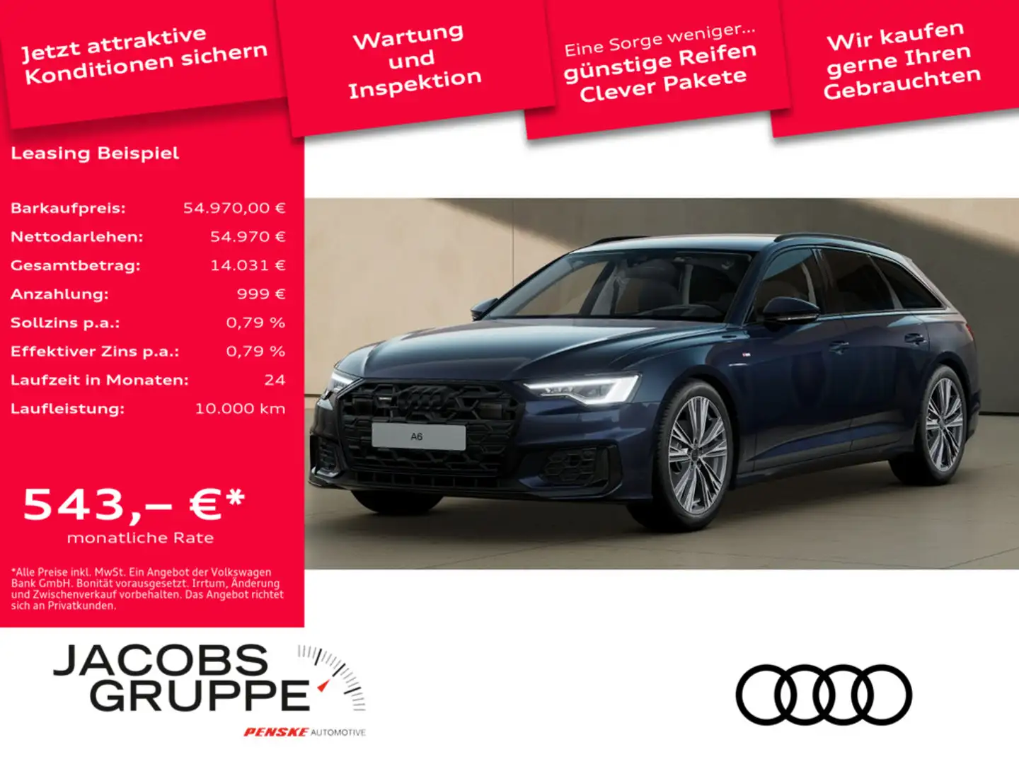 Audi A6 Avant 40 TDI quattro S line Matrix*R-Kamera*TopVie Blau - 1