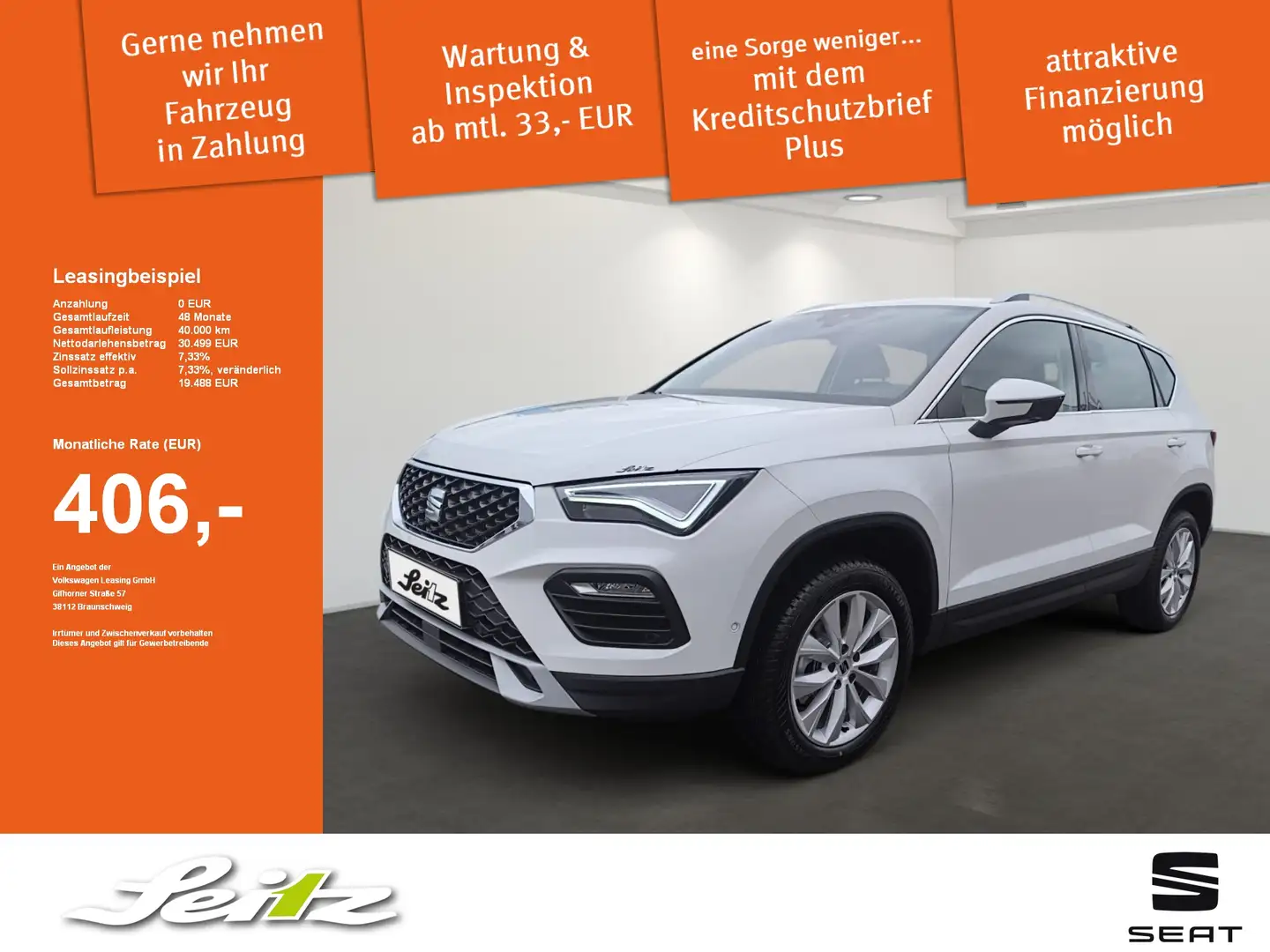 SEAT Ateca 1.5 TSI Road Edition *NAVI*PDC*LED*SITZH* Weiß - 1