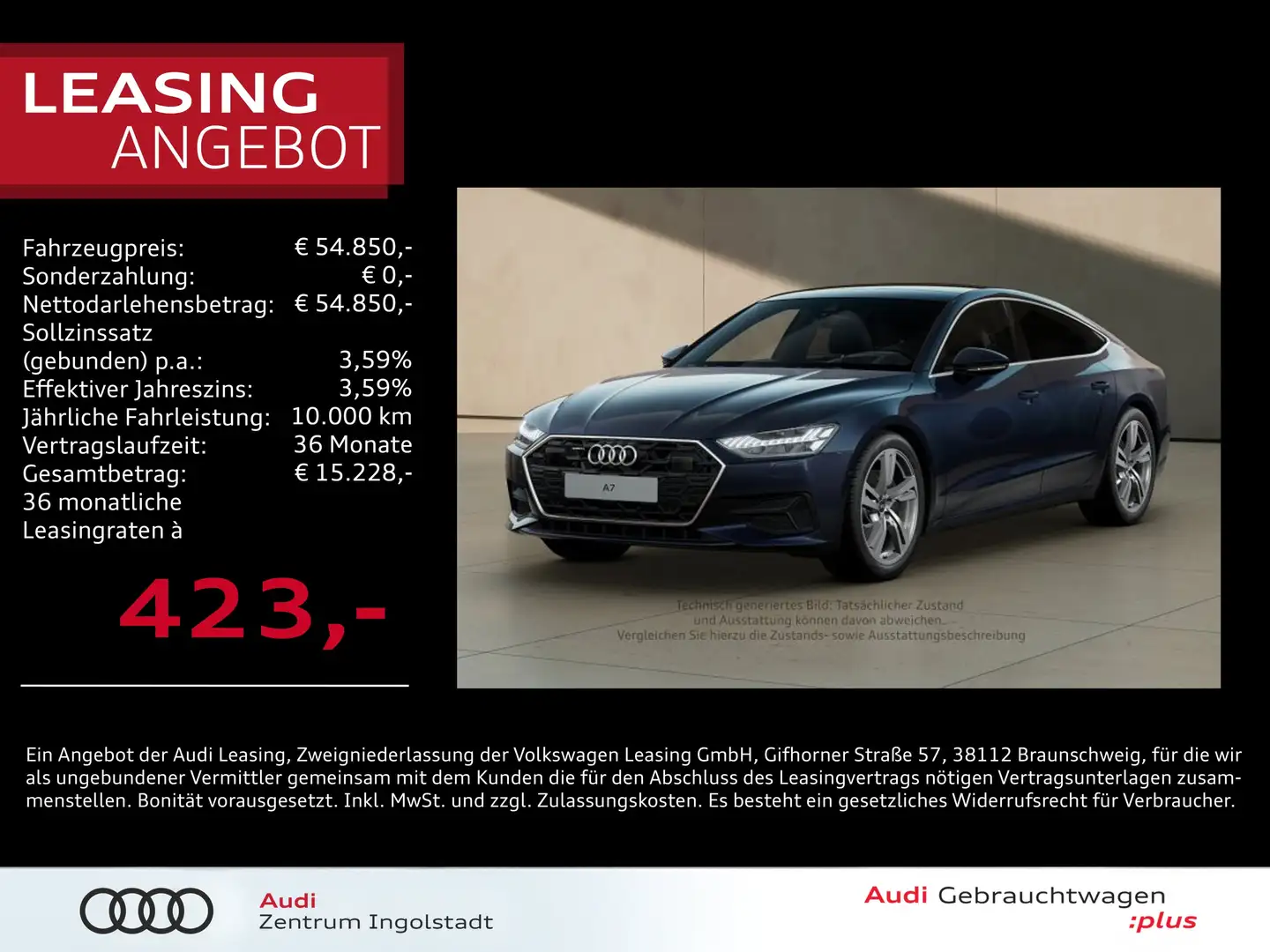 Audi A7 Sportback 45 TDI qu HD MATRIX AHK PANO 20" Blau - 1