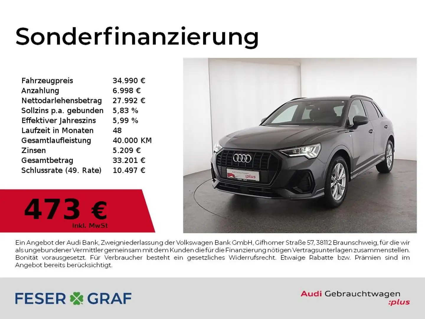 Audi Q3 35 TFSI S line S tronic LED/Tempomat/ACC/18" Grau - 1