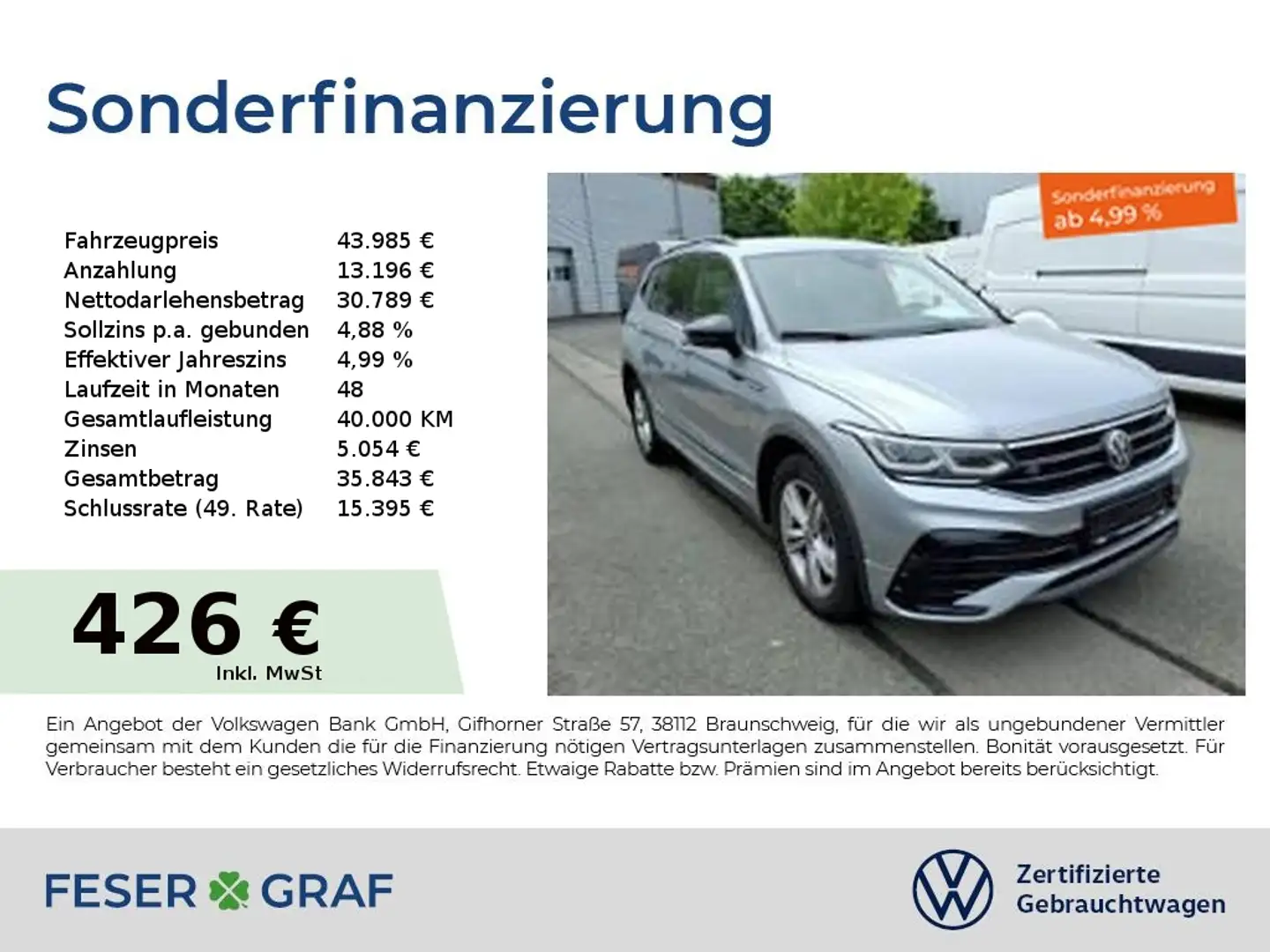 Volkswagen Tiguan Allspace 2.0 TSI R-Line 4M 7-Sitze AHK Silber - 1