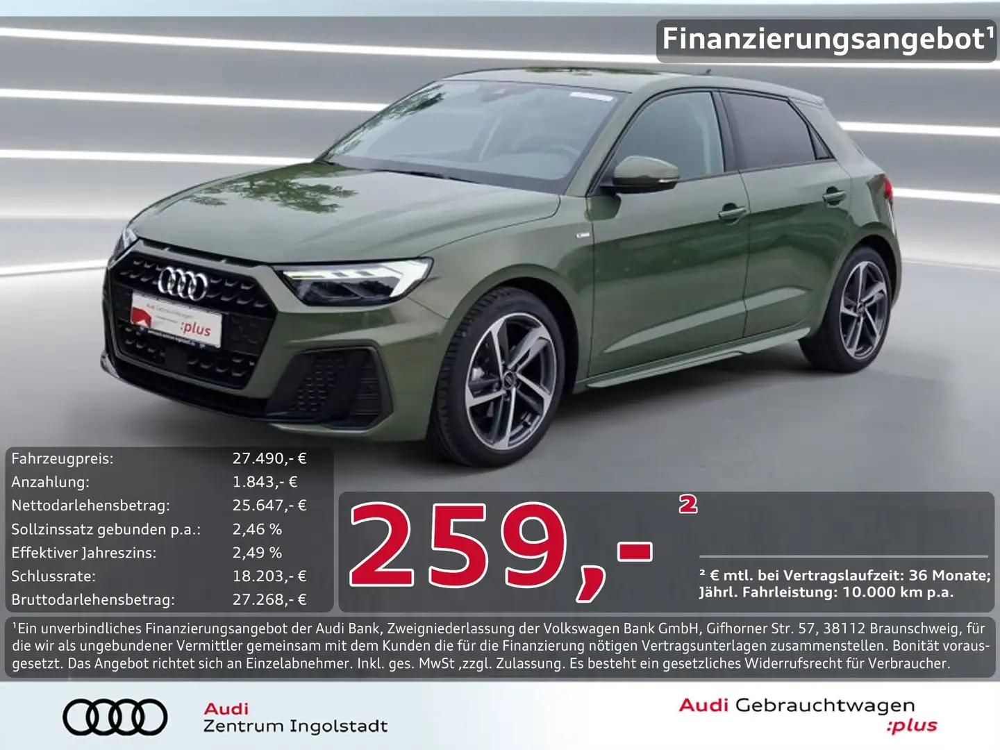 Audi A1 Sportback 30 TFSI S line LED NAVI ACC virtual Grün - 1