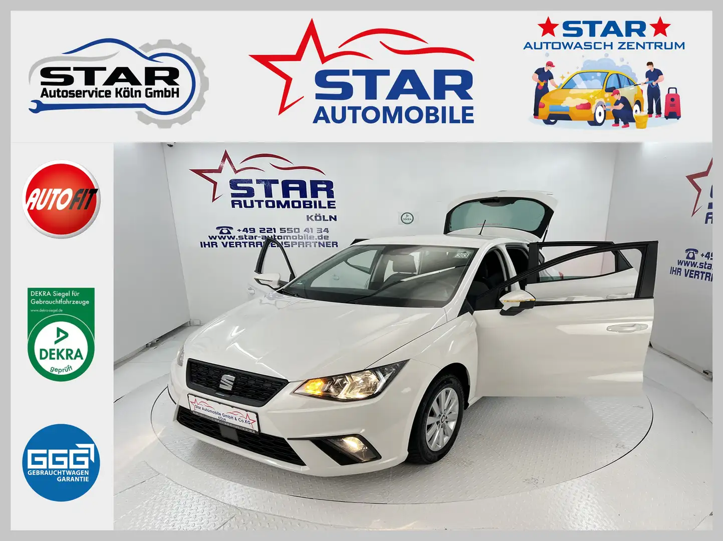 SEAT Ibiza Style*1,6TDI-70KW*TEMP*Android*CarPlay*SITZH*EU6dT Weiß - 1
