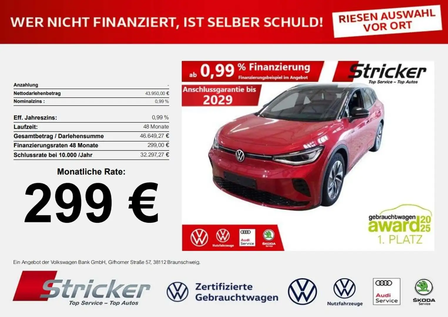 Volkswagen ID.4 GTX 250/77 299,-ohne Anzahlung AHK Pano Rouge - 2