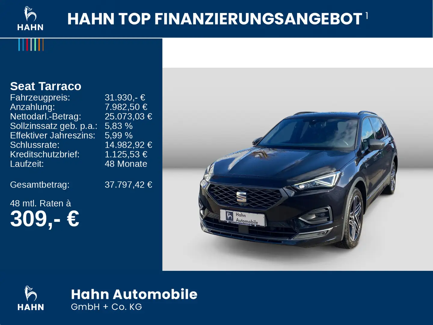 SEAT Tarraco 2.0TDI DSG FR LED AHK Pano Navi 360° APP Schwarz - 2